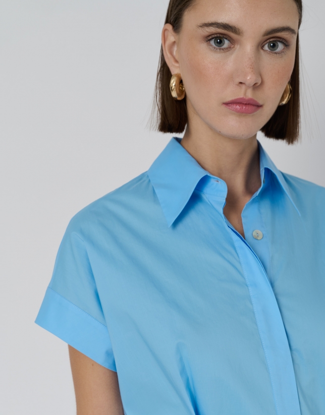 Vestido midi camisero azul