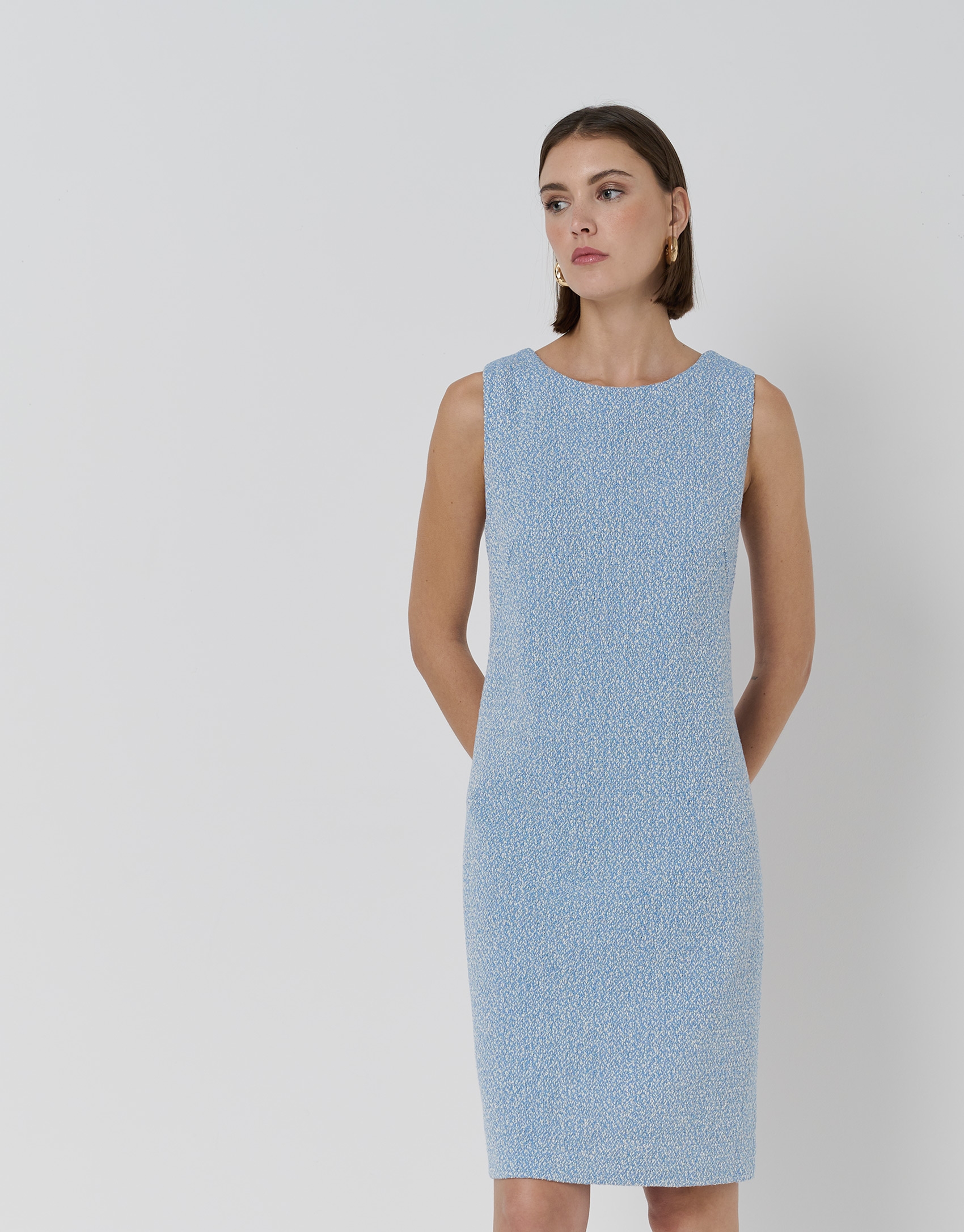 Vestido recto tweed azul
