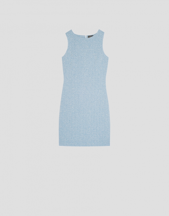 Vestido recto tweed azul