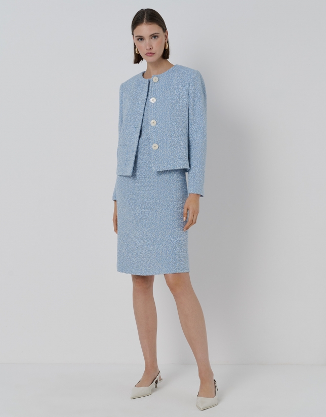 Blue tweed straight dress