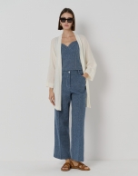 Long beige knit jacket