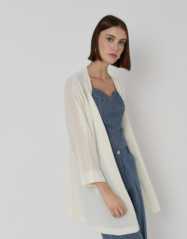 Long beige knit jacket
