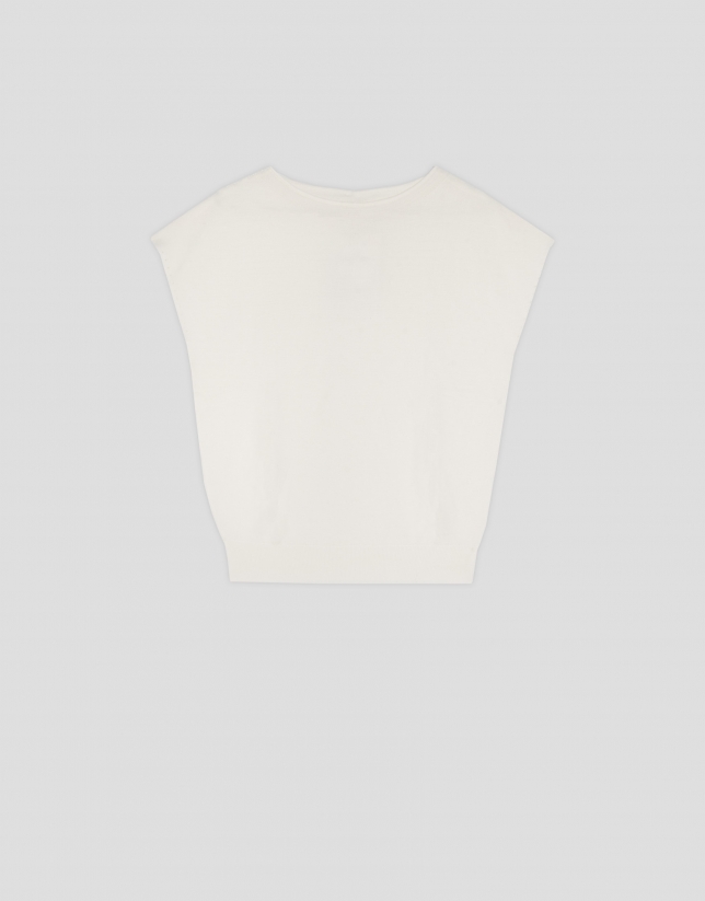 Off-white knit sweater with bat sleeves