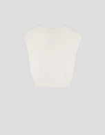 Off-white knit sweater with bat sleeves