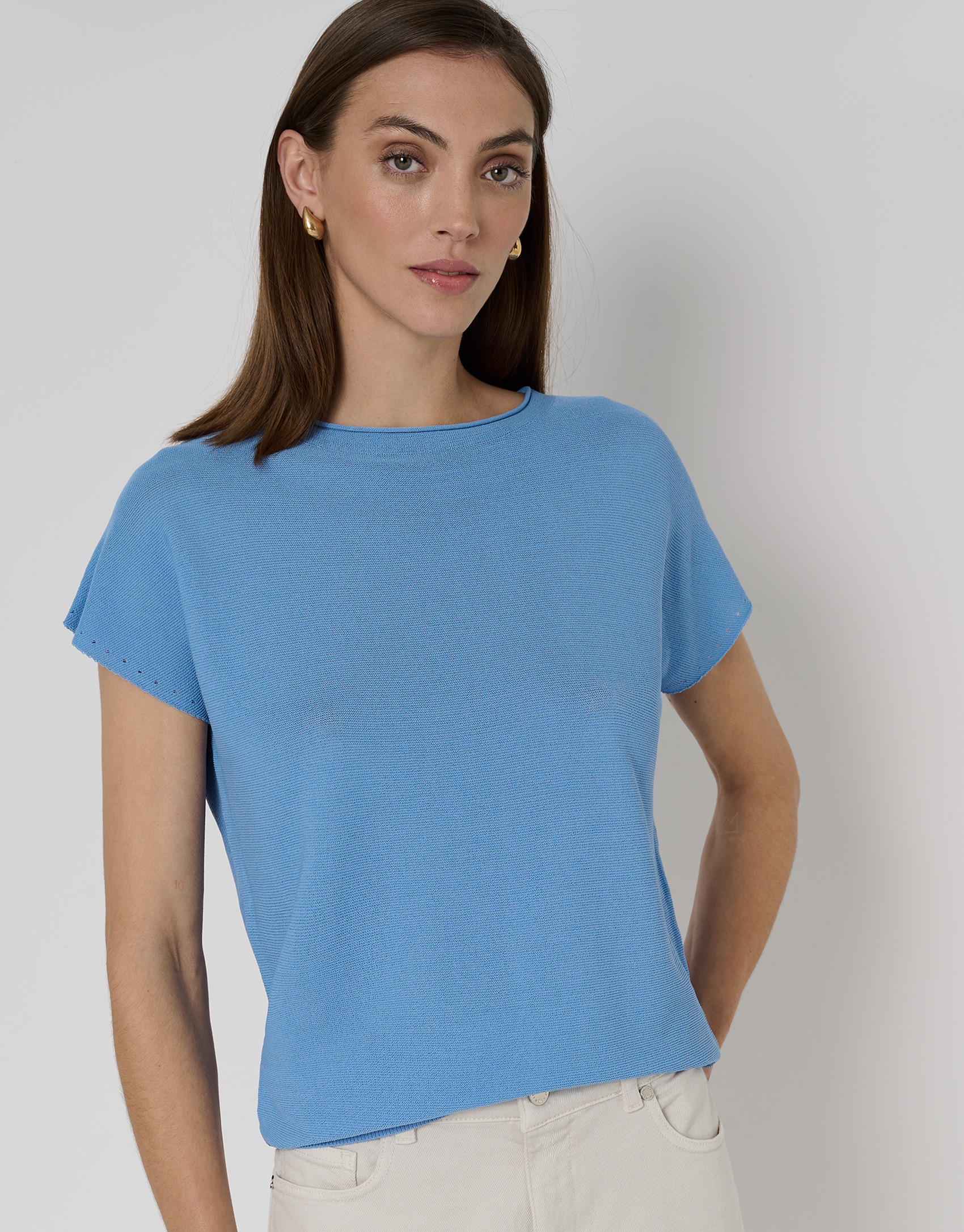 Jersey punto manga murci&eacute;lago azul