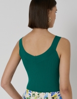 Green ribbed strapless tank top