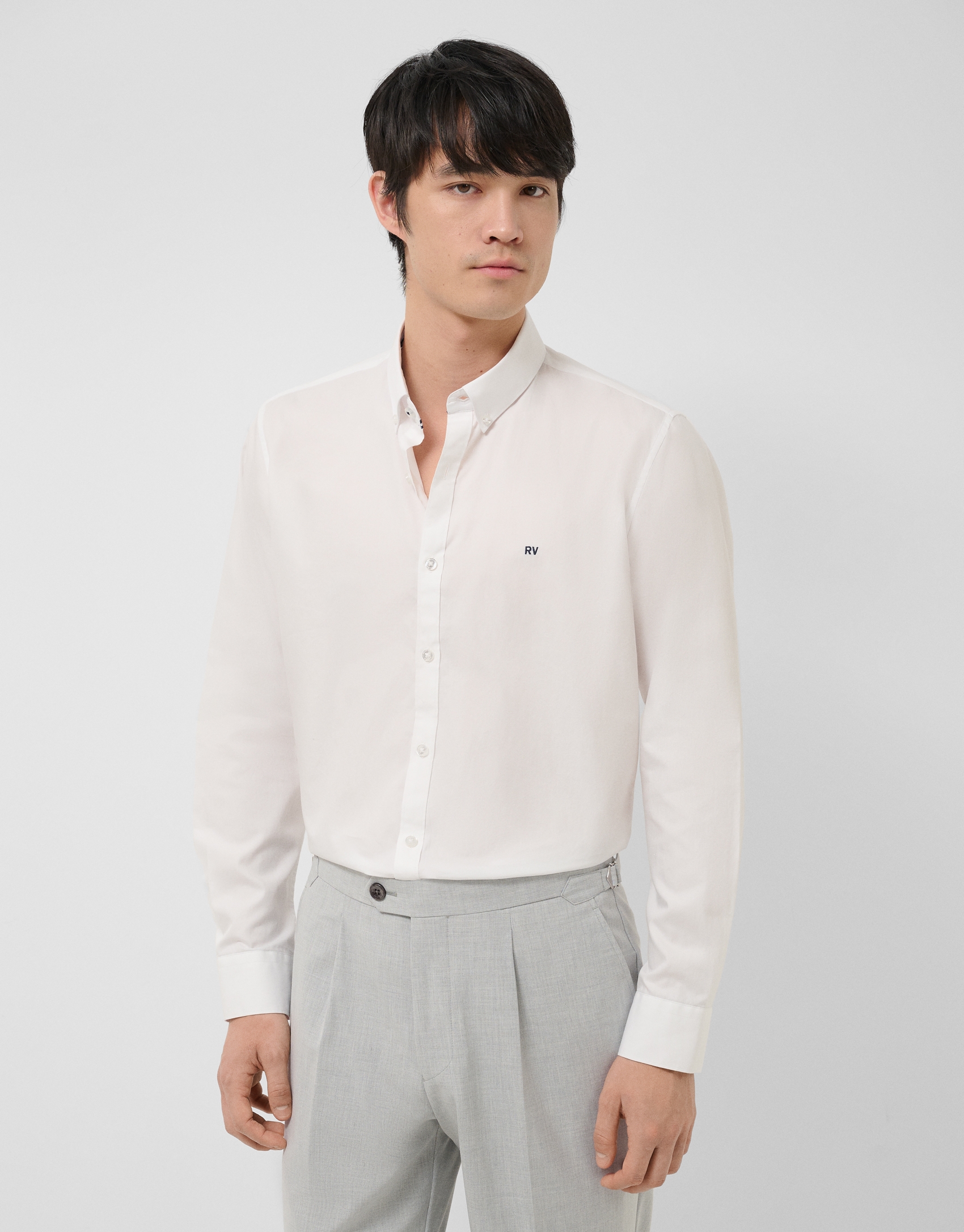 Regular fit optical white Oxford shirt