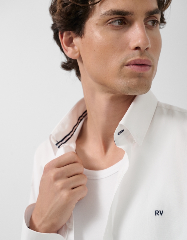 Regular fit optical white Oxford shirt