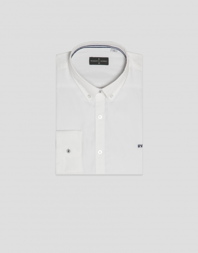 Regular fit optical white Oxford shirt