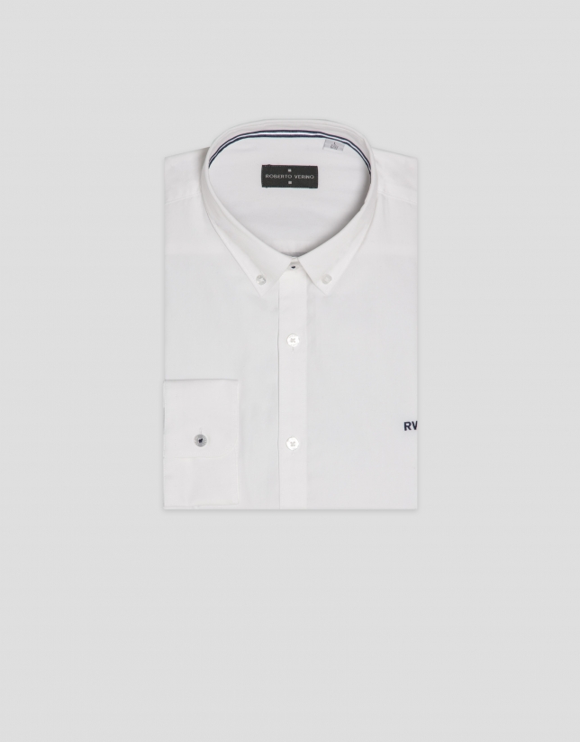 Regular fit optical white Oxford shirt