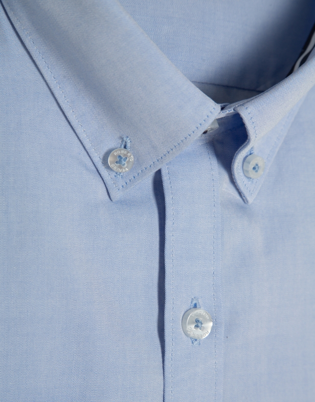 Camisa sport regular oxford celeste
