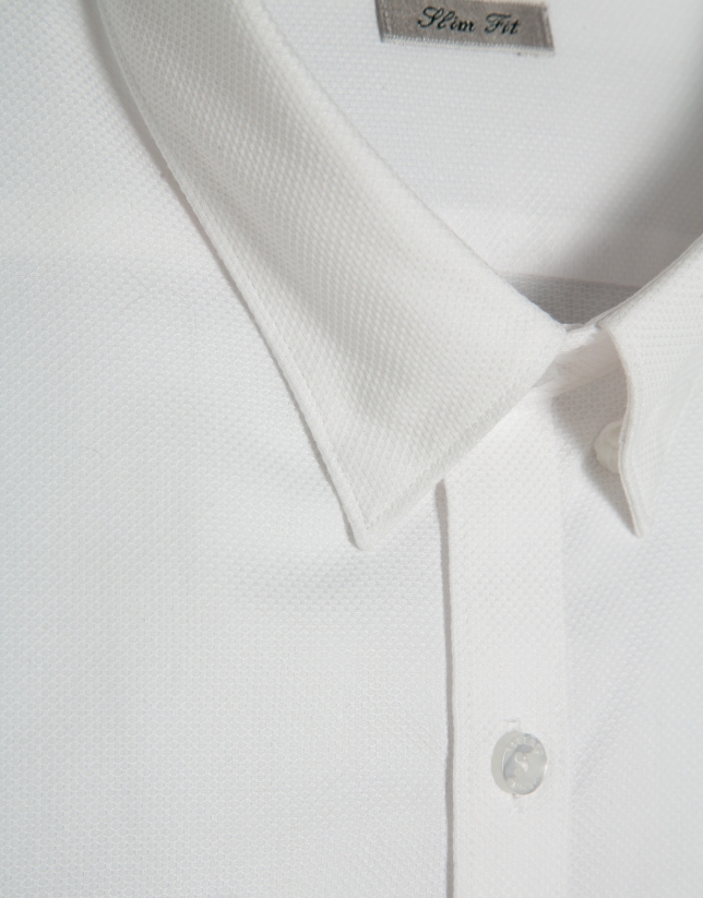 White slim fit sports shirt with structure