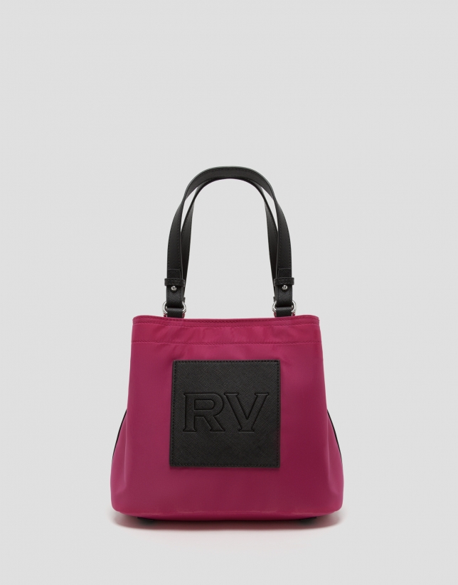 Pink Dalhia S nylon hobo bag
