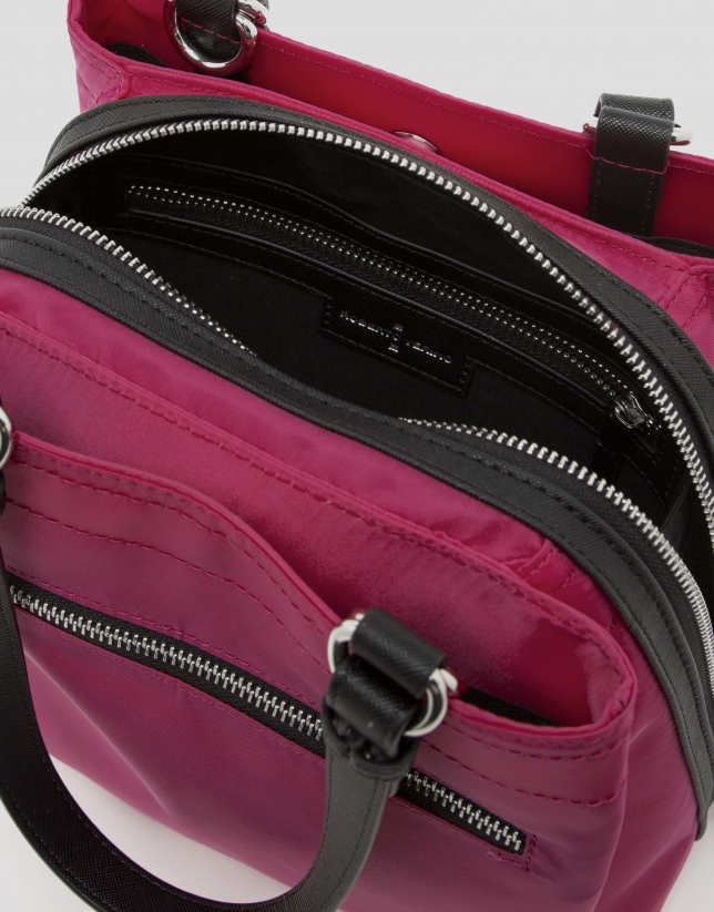 Pink Dalhia S nylon hobo bag