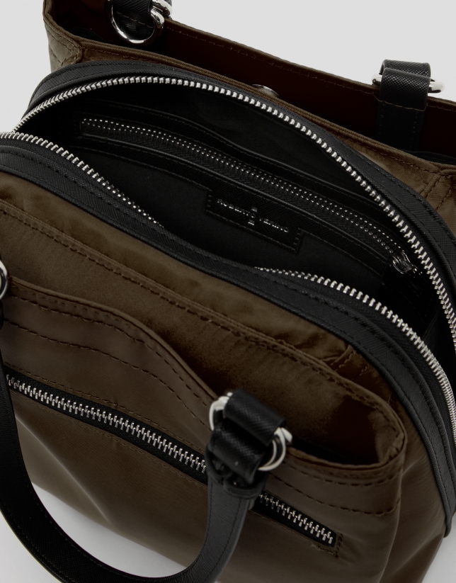 Brown Dalhia S nylon hobo bag