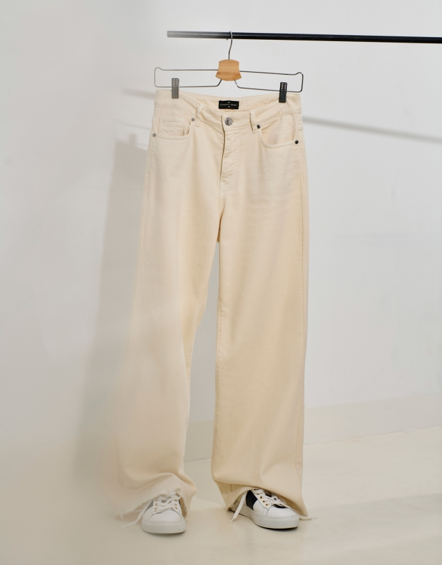Pantalón ancho vaquero crudo