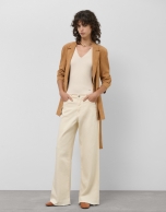 Wide ecru denim trousers