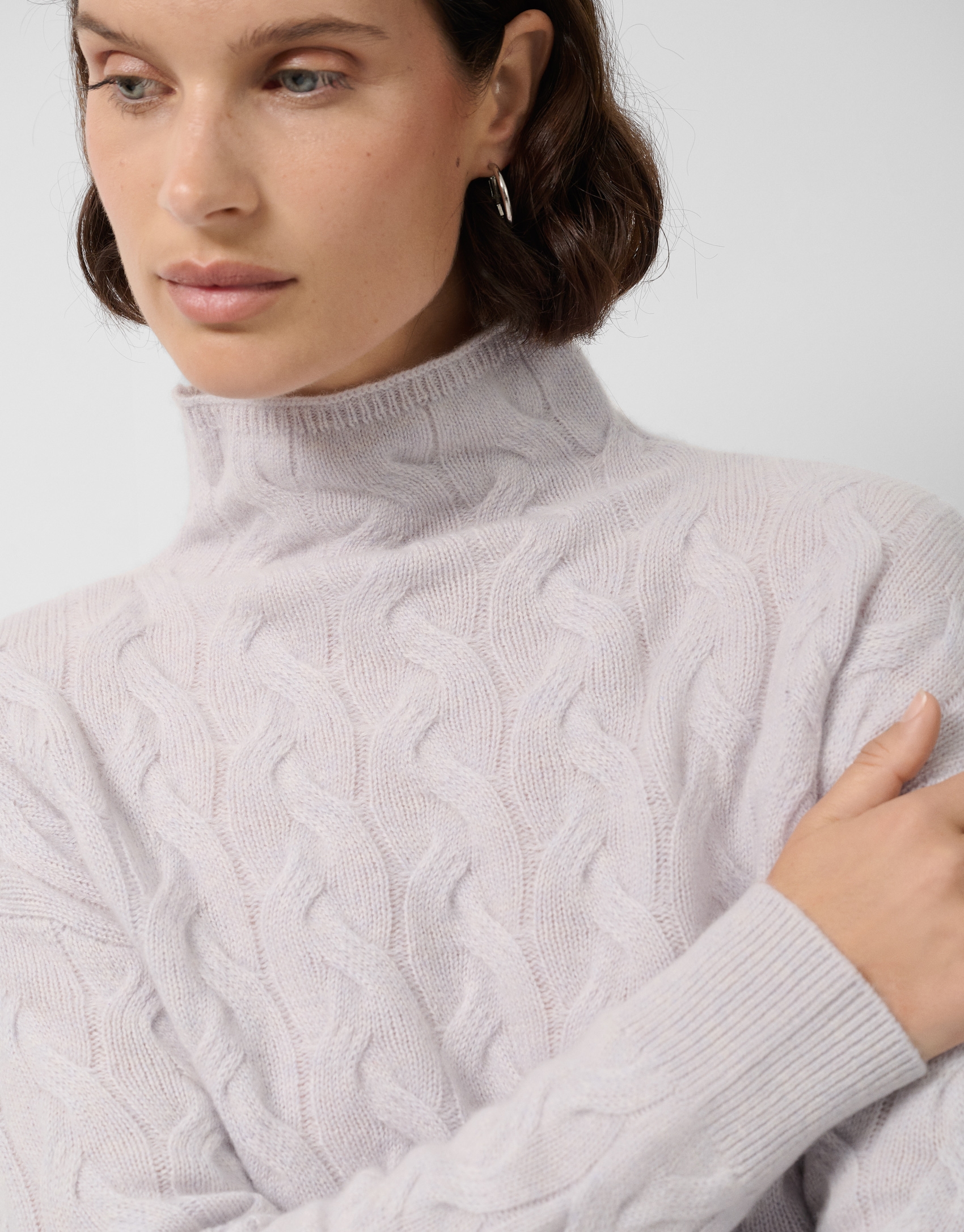 Jersey cuello chimenea cashmere gris