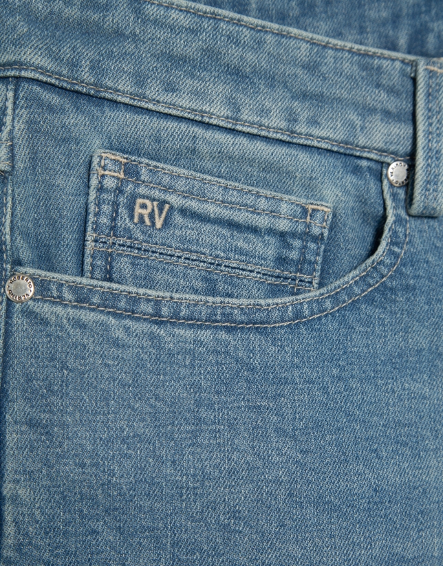 Light blue stone-washed denim jeans