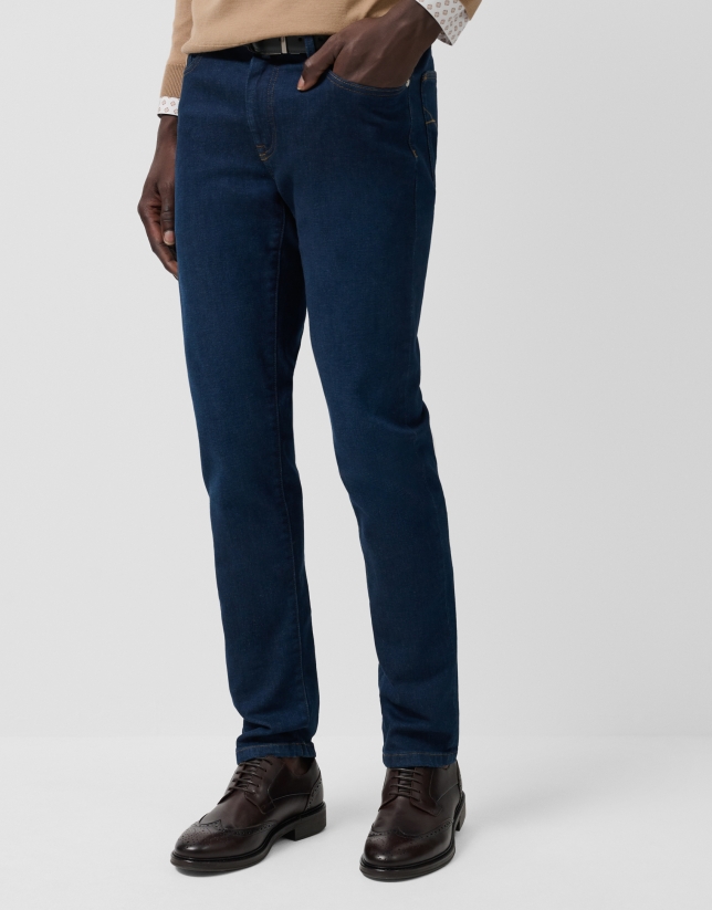 Navy blue slim fit jeans