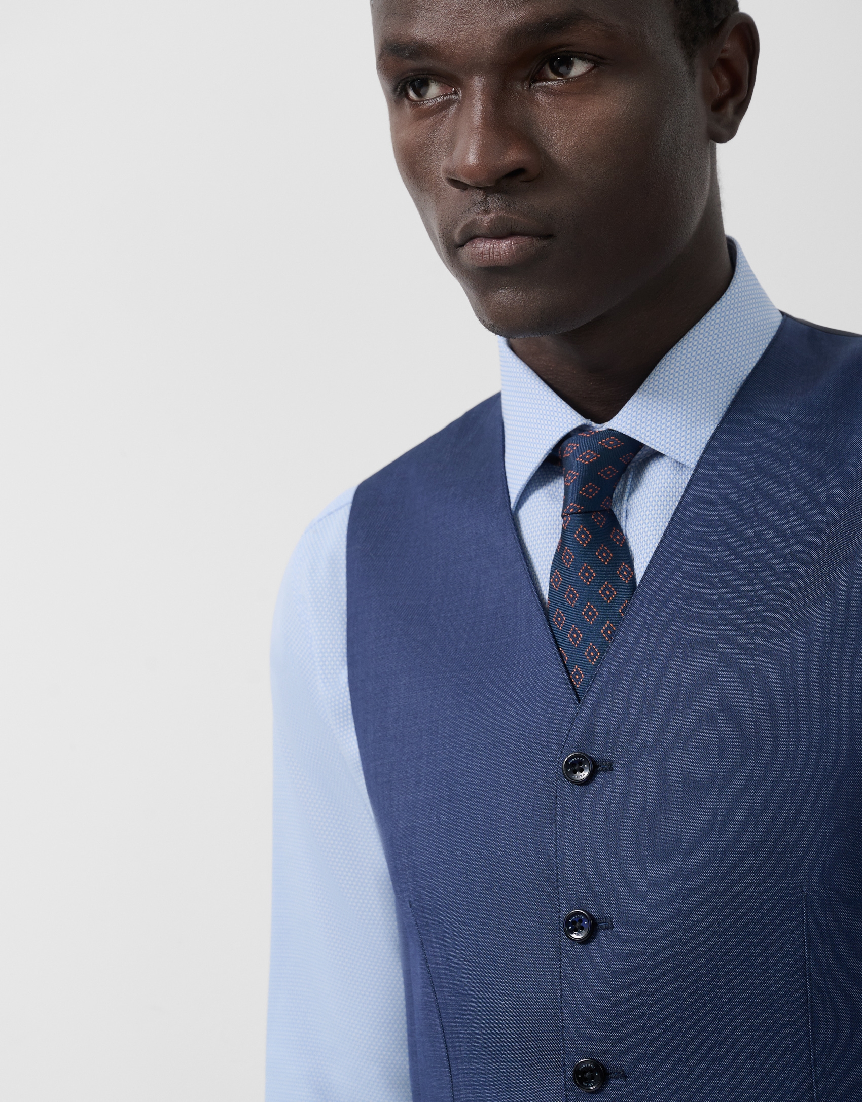 Faux dress waistcoat plain blue