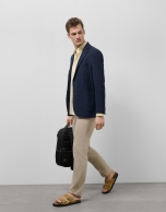 Navy blue melange wool knitted blazer