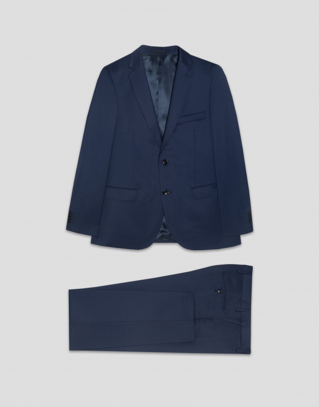 Blue fake plain slim fit half canvas suit