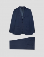Blue fake plain slim fit half canvas suit