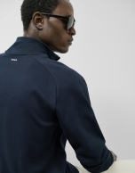 Sudadera media cremallera marina con logo