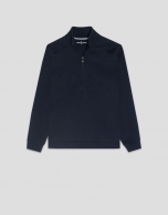 Sudadera media cremallera marina con logo