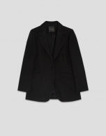 Blazer un botón fantasía relieve negro