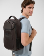 Mim brown nylon and leather rucksack