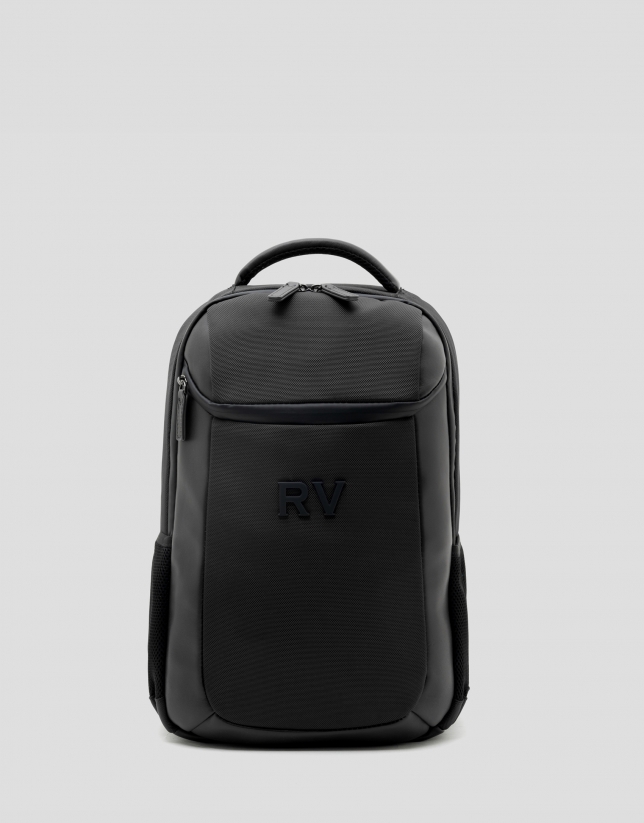 Mim nylon and leather black rucksack