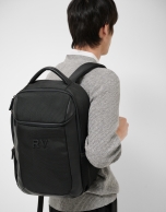 Mochila Mim nailon y piel negra