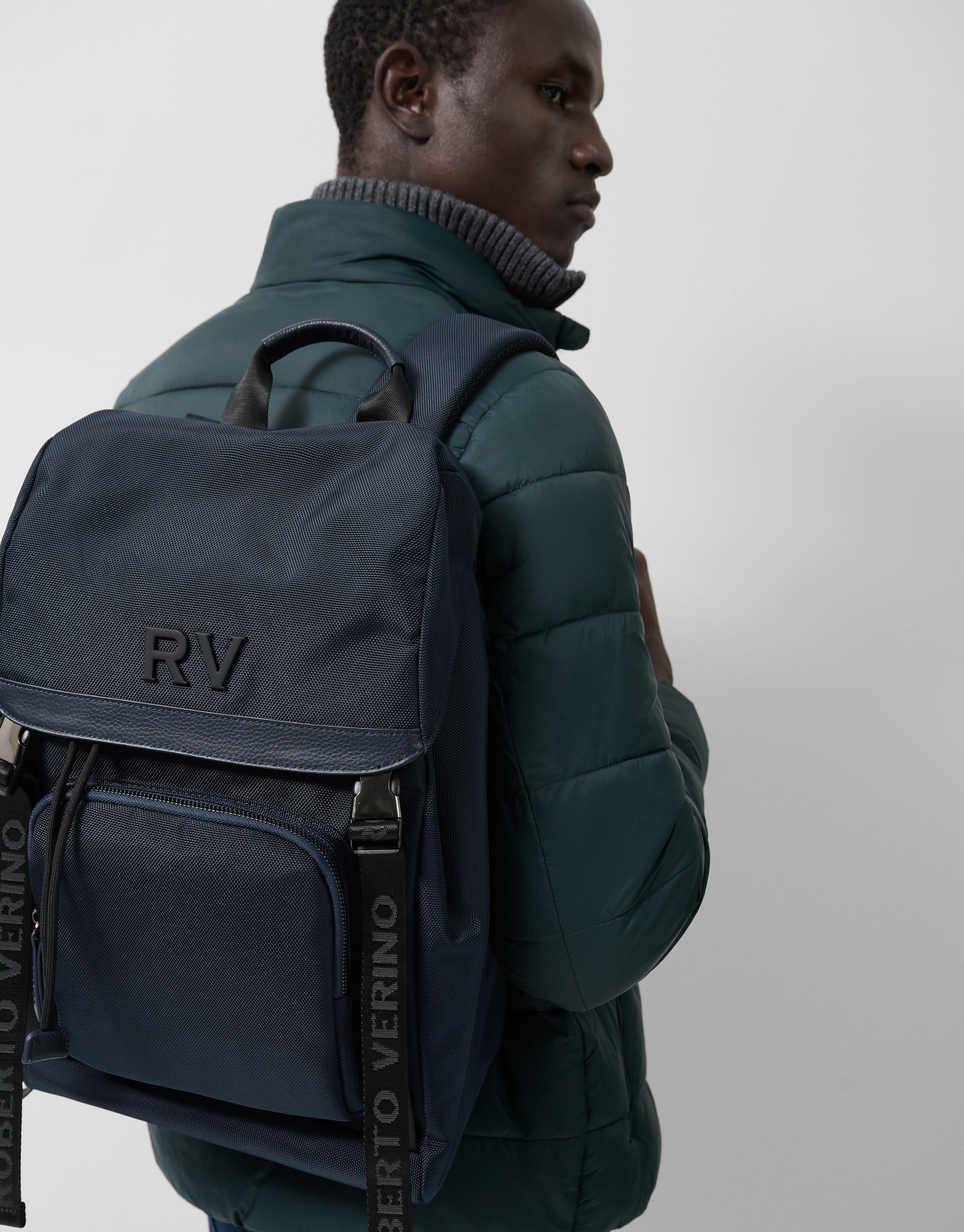 Work blue nylon backpack