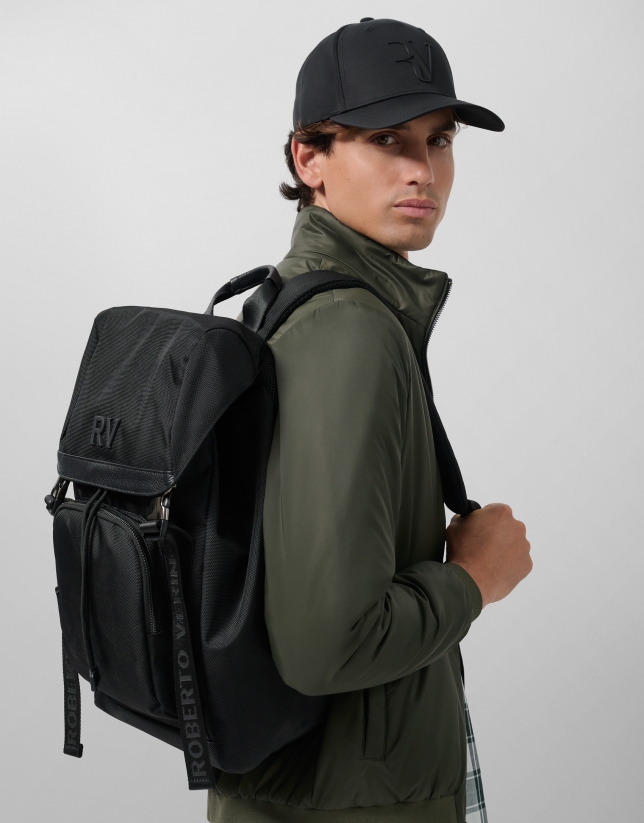 Black nylon work backpack