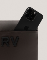 Mim flat shoulder bag in brown leather