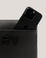 Mim flat shoulder bag in black leather