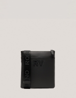 Mim flat shoulder bag in black leather