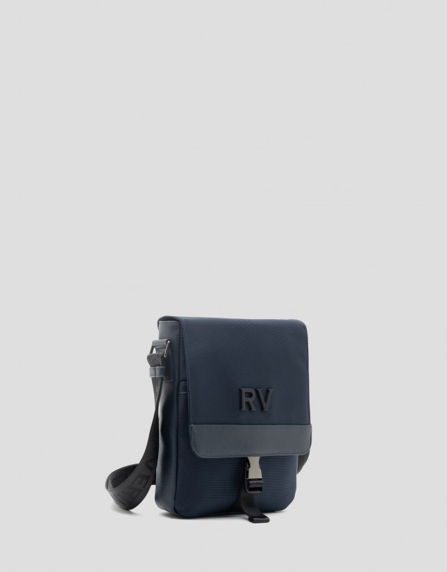 Blue nylon tablet shoulder bag
