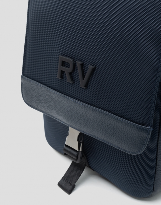 Blue nylon tablet shoulder bag