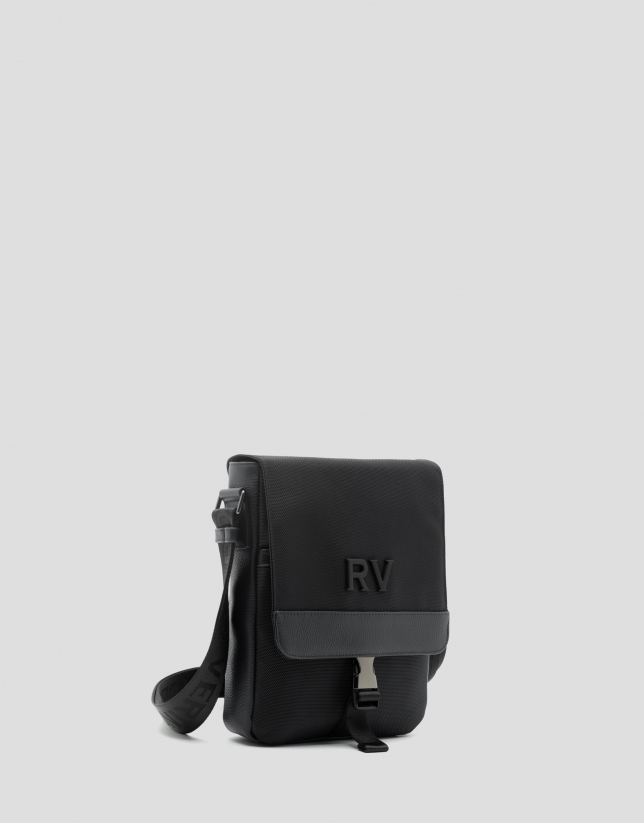 Black nylon tablet shoulder bag