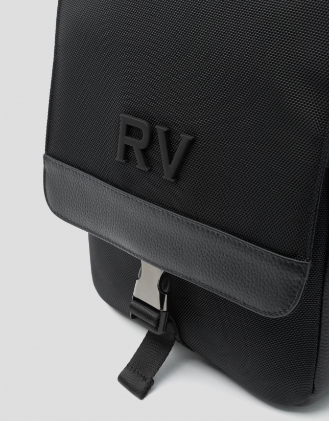Black nylon tablet shoulder bag