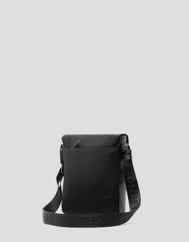 Black nylon tablet shoulder bag