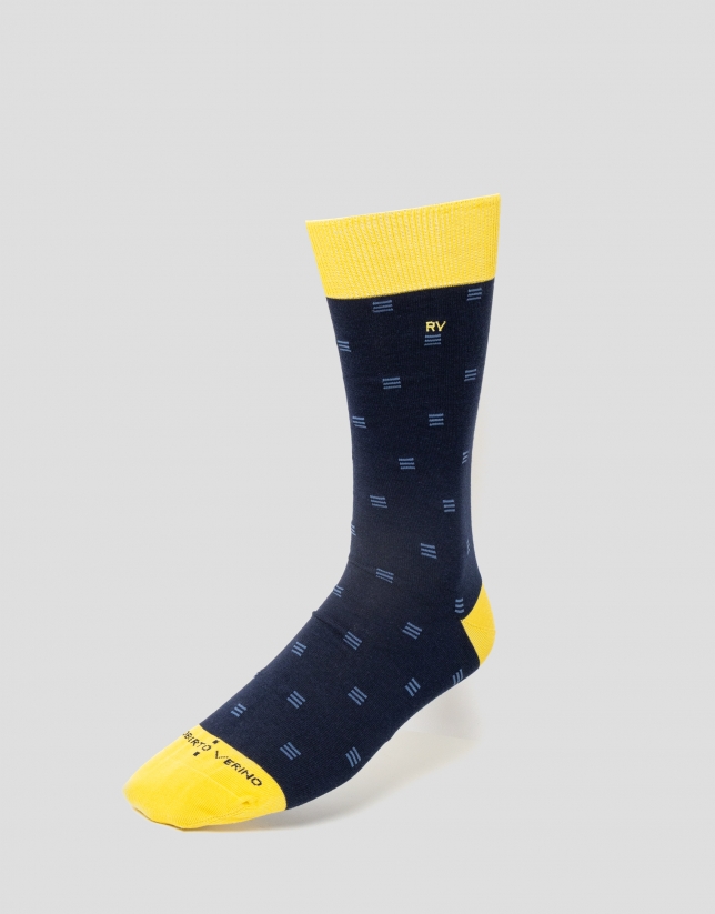 Grey melange and blue checked socks pack