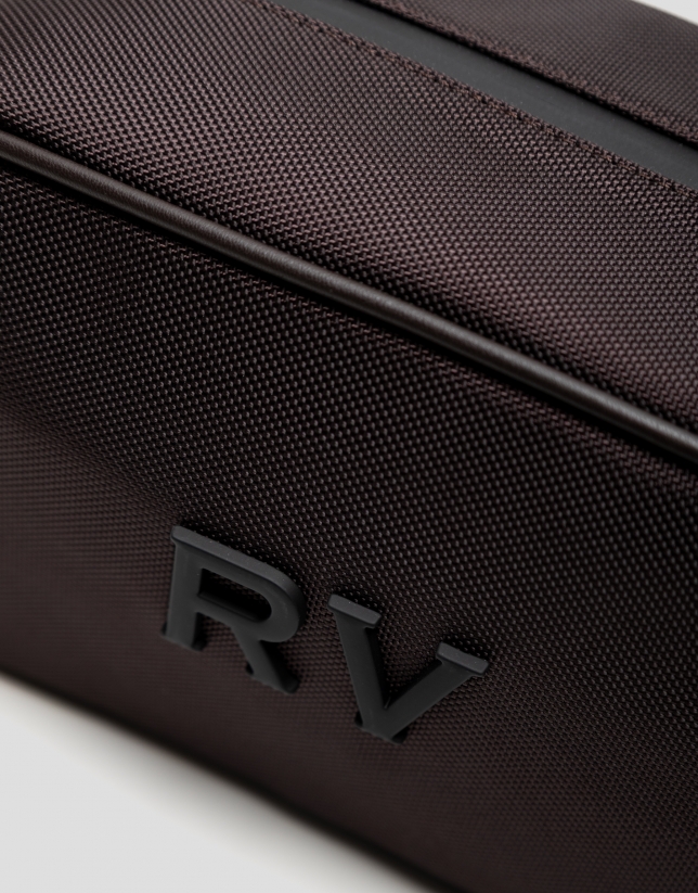 Mim brown nylon men's toiletries bag