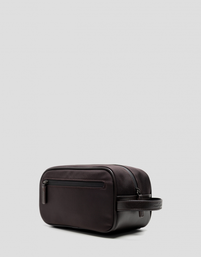 Mim brown nylon men's toiletries bag