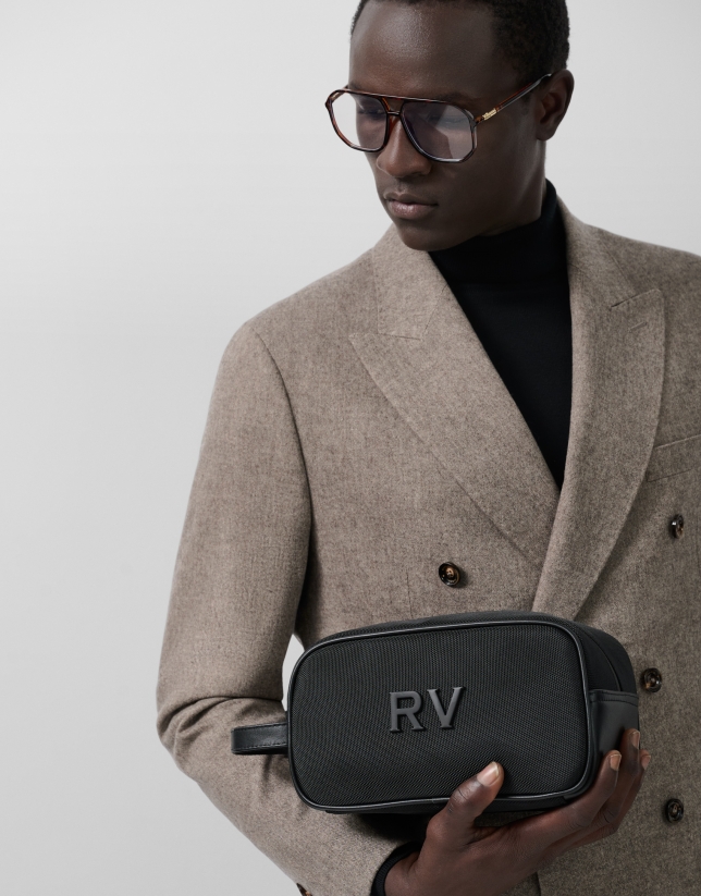 Mim men's black nylon toiletries bag