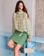 Green tweed straight skirt