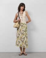 Sarong-style georgette crepe midi skirt with floral print